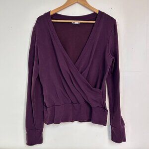 Athleta Burgundy Activewear Wrap Front Long Sleeve Top Women's Large